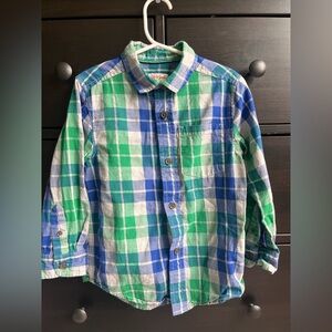 Cat & Jack Green and Blue Plaid Button Down Shirt